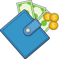 wallet and dollars