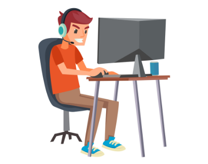 Boy gaming on PC